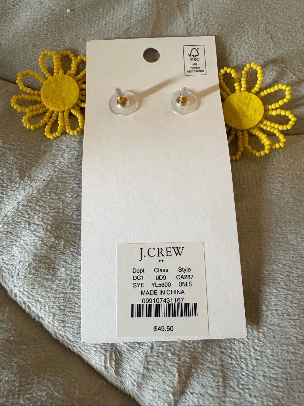 J. Crew Sunburst Yellow Beaded Flower Earrings - Picture 6 of 6